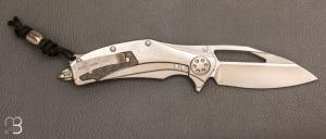  Couteau  "  Mini Matrix - R " Two-Tone Stonewash Titanium/Carbon Fiber par Marfione Custom Knives