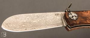 Couteau " Navaja Montañesa" par Jesus Granda - Loupe d'amboine et lame damas