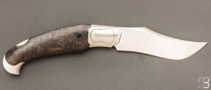   Couteau " Nuevo Western lock-back " de Cyril Kalisz - Loupe d'amboine et RWL34