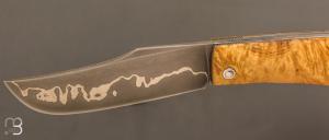   Couteau " Pilon "  custom de Anthony Brochier - Loupe de buis et lame San-Maï