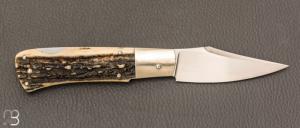  Couteau " Pompinette " pliant fait main par Bastien Toubhans - Atelier Beau Merle - Bois de cerf