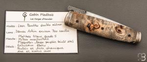    Couteau " Puukko " pliant des Forges d'Haraldr - Loupe de peuplier stabilisée et damas