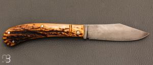   Couteau "Scagel" par Pierre Henri Monnet - Bois de cerf et acier 90McV8