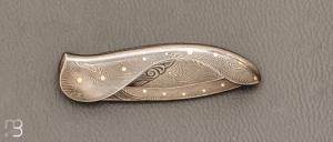   Couteau " Slipjoint " de Robert Weinstock - Damas de Ed Schempp et or