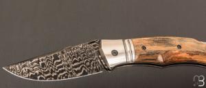   Couteau " Spartan  "  custom lock-back par Raphaël Durand - Damas de Samuel Lurquin