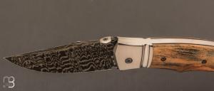   Couteau " Spartan  "  custom lock-back par Raphaël Durand - Damas de Samuel Lurquin