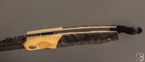    Couteau " Typhon 2.0" par Florian Keller - Afzelia xylay stabilisée et lame damas "plume"