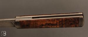  Couteau " Viking " style Puukko pliant des Forges d'Haraldr - Loupe de noyer et damas