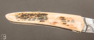  Couteau " custom " de Alain & Joris Chomilier - Ivoire de mammouth et Damasteel