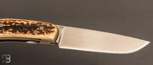   Couteau  " custom " pliant de David Lespect - Bois de cerf et RWL34