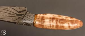   Couteau droit par Josh Scott - JSK USA - Ivoire de morse et damas