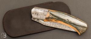   Couteau " pièce unique " par Joël Grandjean - Ivoire de mammouth et lame en damasteel