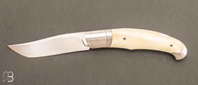    Couteau " Marcos Lock-back " pliant artisanal de Cyril Kalisz - Ivoire de phacochère et RWL-34