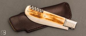   Couteau  "  Pradel 3 pièces " par Romain Alvarez - RWL34 et ivoire de mammouth