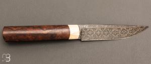   Couteau " Puukko " droit de José Viale - Bois de fer d'Arizona et damas Vlad Matveev