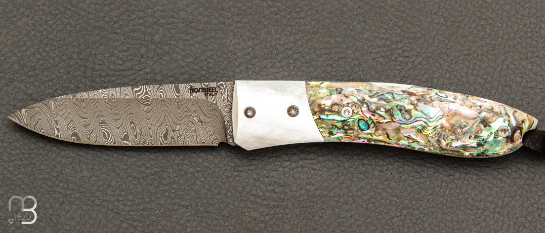 Couteau de poche Opera abalone et nacre lame damas par Lionsteel