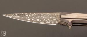  Couteau  "  IKE " Integral titane custom par Torpen Knives - Jérôme Hovaere - Damas de Chad Nichols