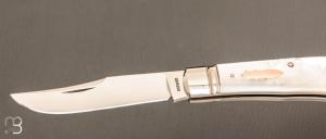    Couteau " Backpocket " de Craig Brewer - Nacre blanche et or