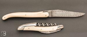   Coffret duo d'exception couteau & sommelier par la Forge de Laguiole - Ivoire de mammouth et damas