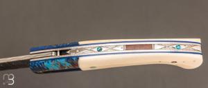    Couteau " 1515 collection Amérindien  " par Manu Laplace - Os de buffle et damas