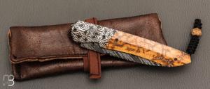 Couteau " Balrog L Slim " par Florian Keller - Mammouth et damas plume