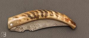   Couteau " Berger " pliant par José Viale - Lame Damas et corne de bélier