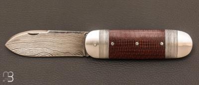   Couteau  "  Bouledogue " de collection par Benjamin Mittay - Micarta et lame damas