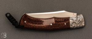 Couteau "Boxer" custom par Raphaël Durand - Micarta barbwire et RWL-34