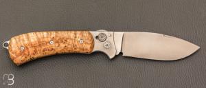 Couteau " Buffalo " par Éric Parmentier - Loupe de frêne et lame en RWL34