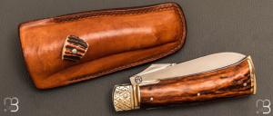   Couteau " Chasse bi-lame " pliant fait main par Bastien Toubhans - Atelier Beau Merle