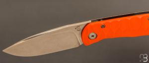 Couteau "Citizen full custom" par Sacha Thiel - G10 orange texturé et RWL34