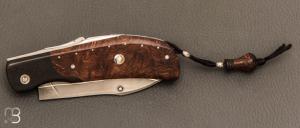   Couteau " Dépeceur lock-back " par Tony Ruot - Damas et loupe de chêne
