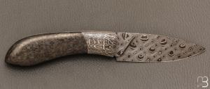   Couteau " Edcix " custom de Florent Dall'ava - L'atelier Dall'ava - fibre de carbone et lame damas