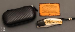   Couteau " Front-flipper custom " par Fabrice Delbart - Forge Celtique - Ivoire de mammouth et Damas