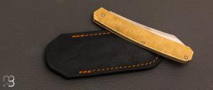 Couteau " Higo l'Athene Noctua Tradition " de Marc Pallas - Laiton satiné