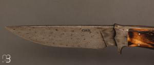   Couteau " Integral Damascus " de Claudio Sobral CAS Knives - Stag et Damas