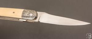 Couteau " Interprétation Laguiole " custom de Stéphane Sagric - Ivoire de Mammouth et RWL-34