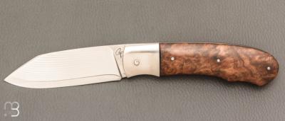  Couteau  " JB  " pliant de Fabrice Cotroneo - Loupe de Noyer et Suminagshi SG2