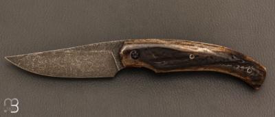    Couteau " K-Libre " custom de Michel Grini - Bois de cerf et lame en RWL34