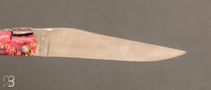 Couteau Laguiole en Aubrac Collection Cosmos modèle " Saturne " - Loupe de sureau rose