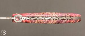 Couteau Laguiole en Aubrac Collection Cosmos modèle " Saturne " - Loupe de sureau rose