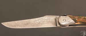   Couteau " Laguiole Authentique 13 cm" par Rozelier Fabien - Ty Coutelier - Ivoire de mammouth et lame damas