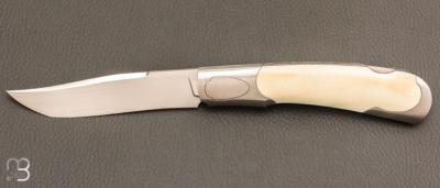  Couteau " Legend LockBack " pliant artisanal de Cyril Kalisz - Ivoire de phacochère et RWL34
