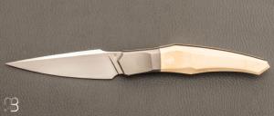   Couteau " Liner-lock custom " de Berthelemy Gabriel - La Forge Agab - Ivoire de mammouth et RWL34