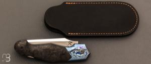  Couteau " Lock-Back " custom par Romain Lopez - Fatcarbon marble et lame en RWL34