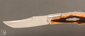 Couteau " Spicy Lock-back " pliant artisanal de Cyril Kalisz - Bois de cerf et RWL34