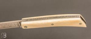   Couteau "Mandrin" de collection par Philippe Voissière - Ivoire de mammouth et lame Damasteel®