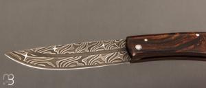 Couteau " Mineur Friction " de collection par Benjamin Cariou - Bois de fer et damas torsadé