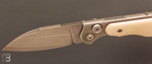 Couteau " Morphalou " par Éric Parmentier - Mammouth et VG10 Suminagashi