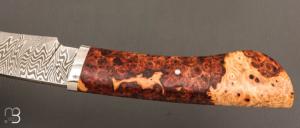   Couteau droit par Nicolas Mestrallet - Atelier du couteau de Vaunaveys - Lame forgée acier damas et loupe d'amboine